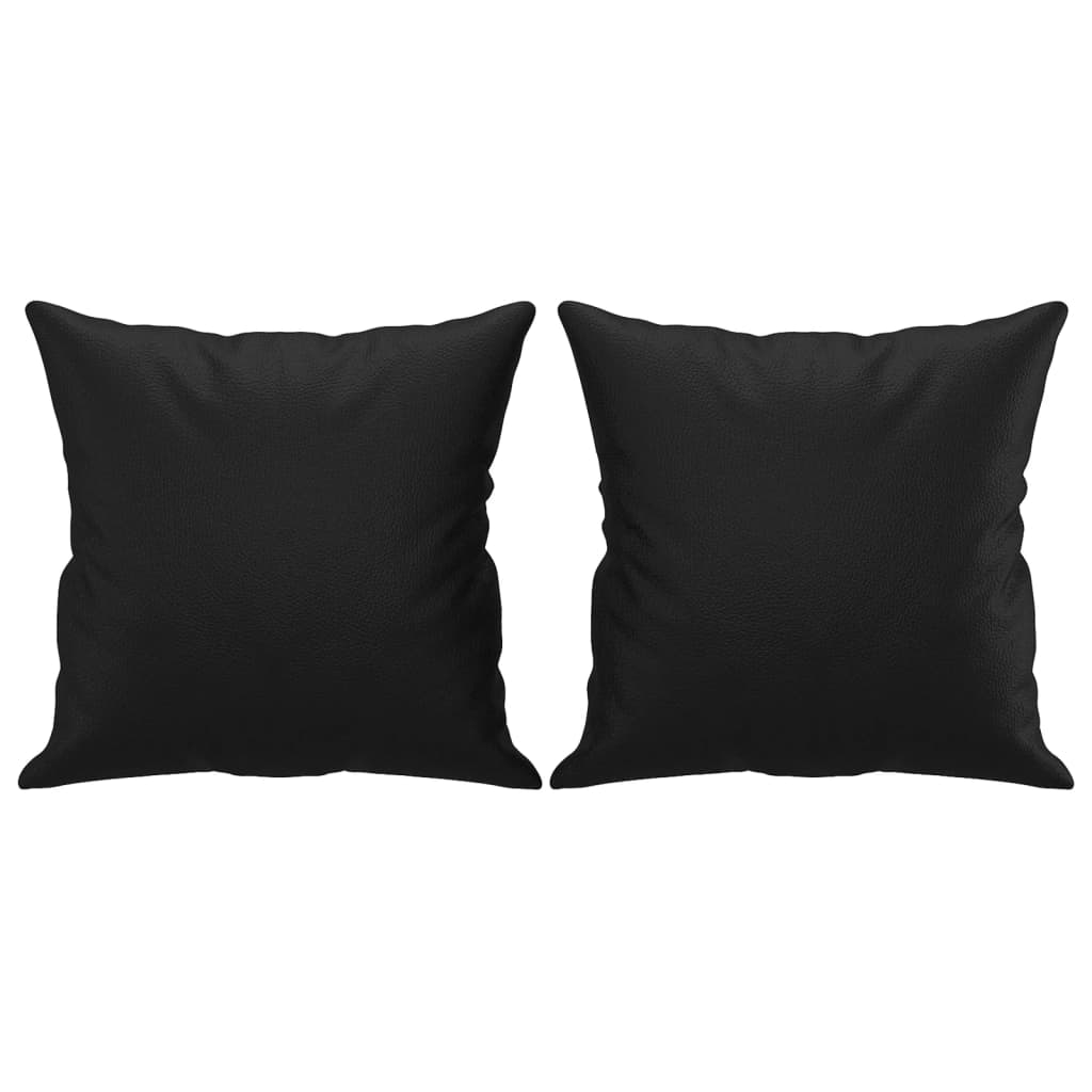 2 Piece Sofa Set with Pillows&Cushions Black Faux Leather