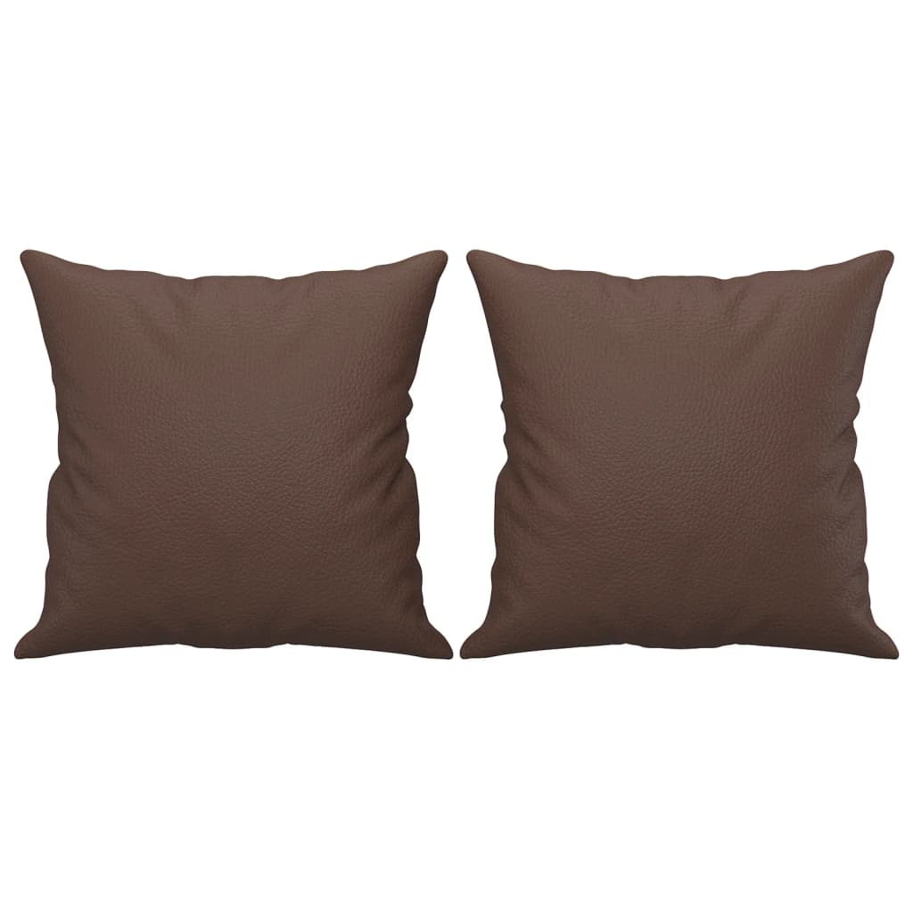 3 Piece Sofa Set with Pillows&Cushions Brown Faux Leather