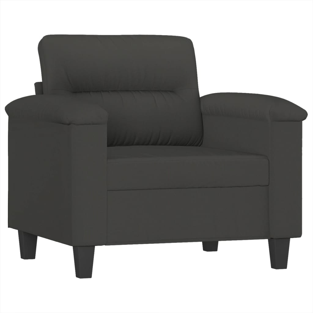 4 Piece Sofa Set with Pillows Dark Grey Microfibre Fabric