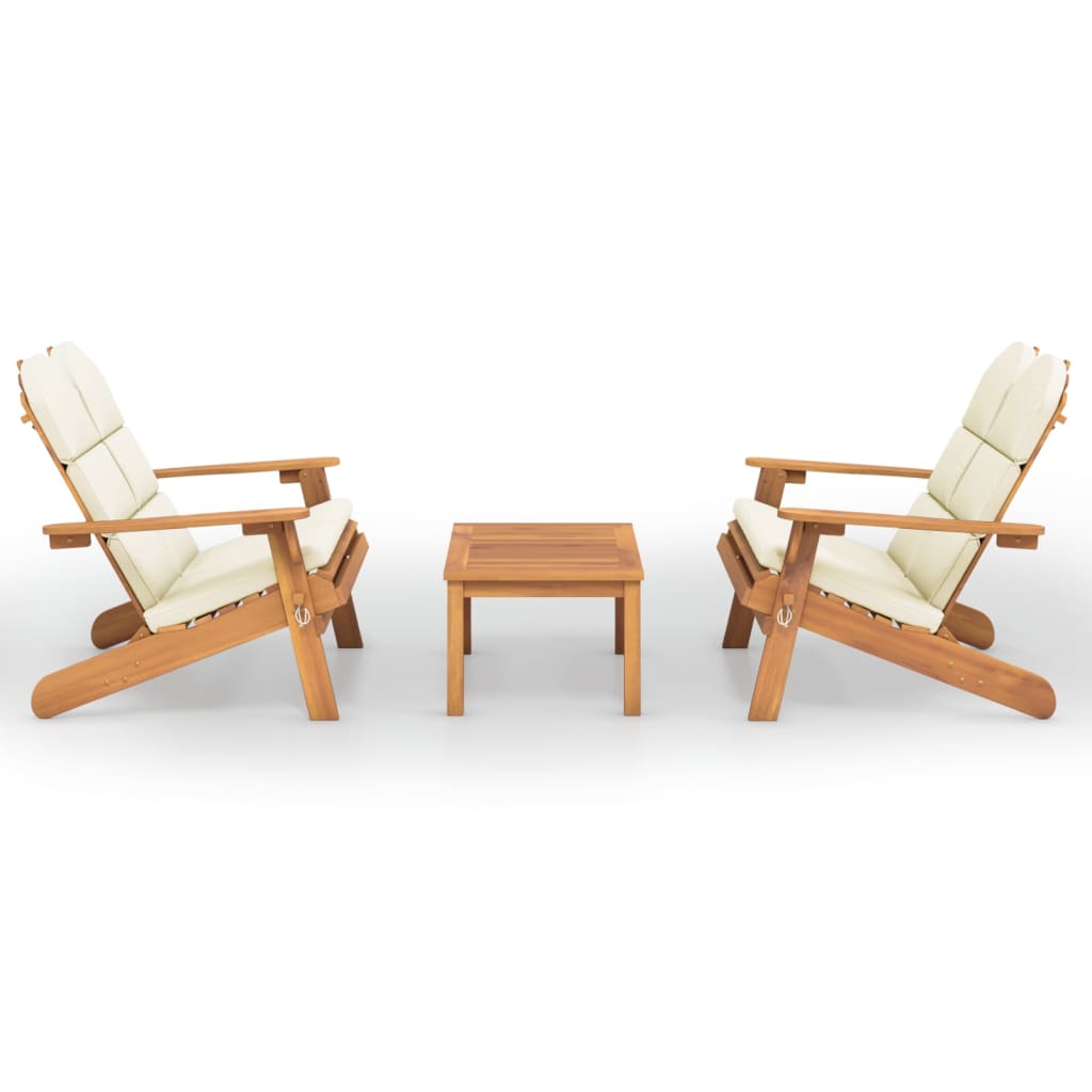 3 Piece Adirondack Garden Lounge Set Solid Wood Acacia