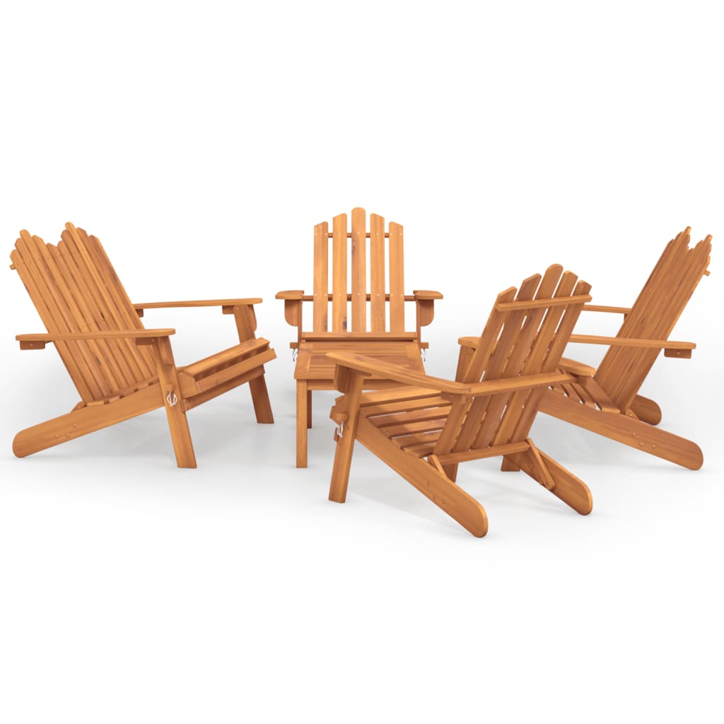 5 Piece Adirondack Garden Lounge Set Solid Wood Acacia