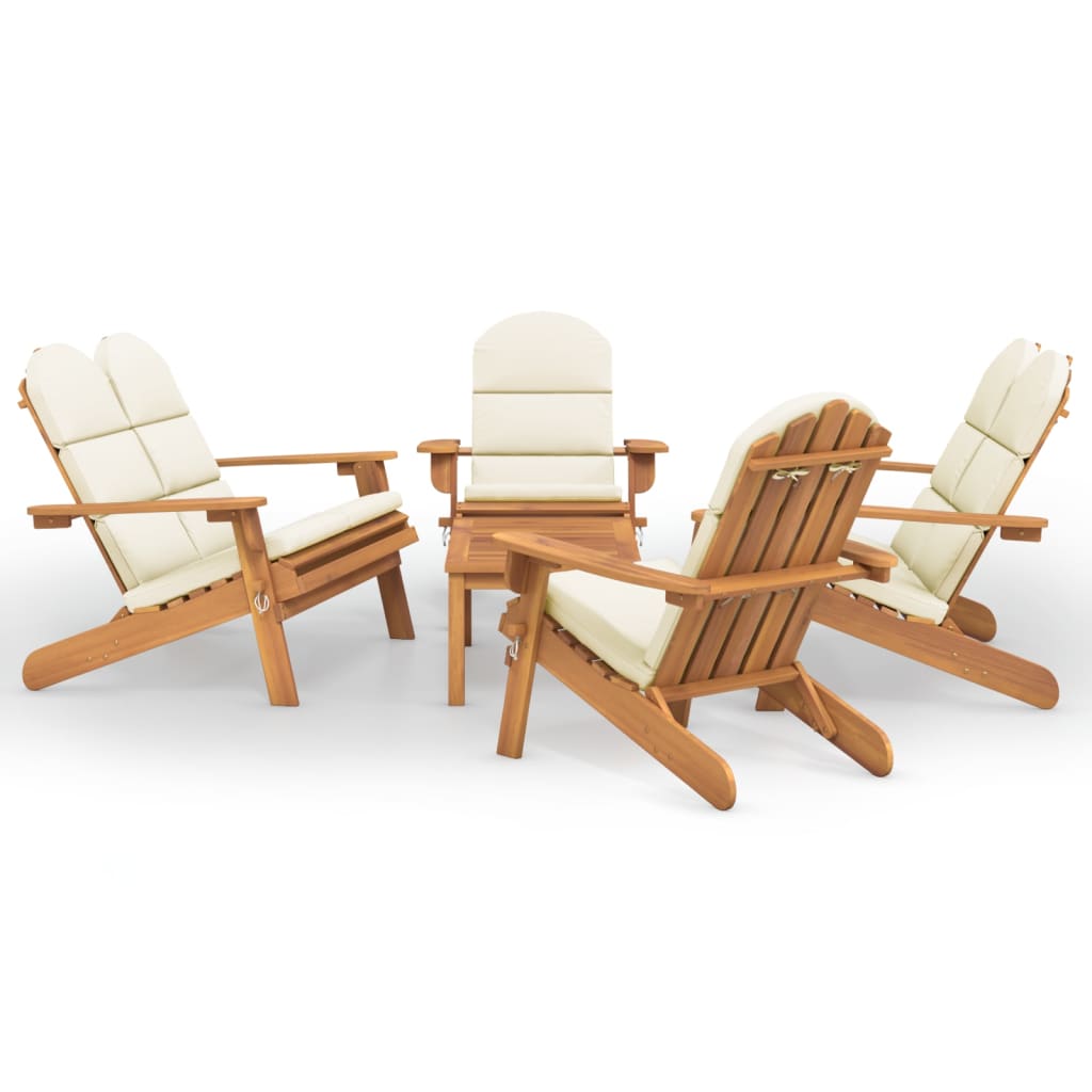 5 Piece Adirondack Garden Lounge Set Solid Wood Acacia