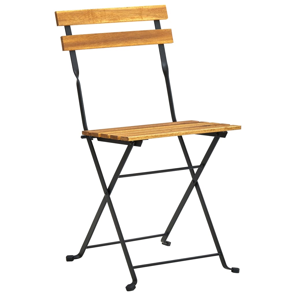 Folding Garden Chairs 6 pcs Steel and Solid Wood Acacia