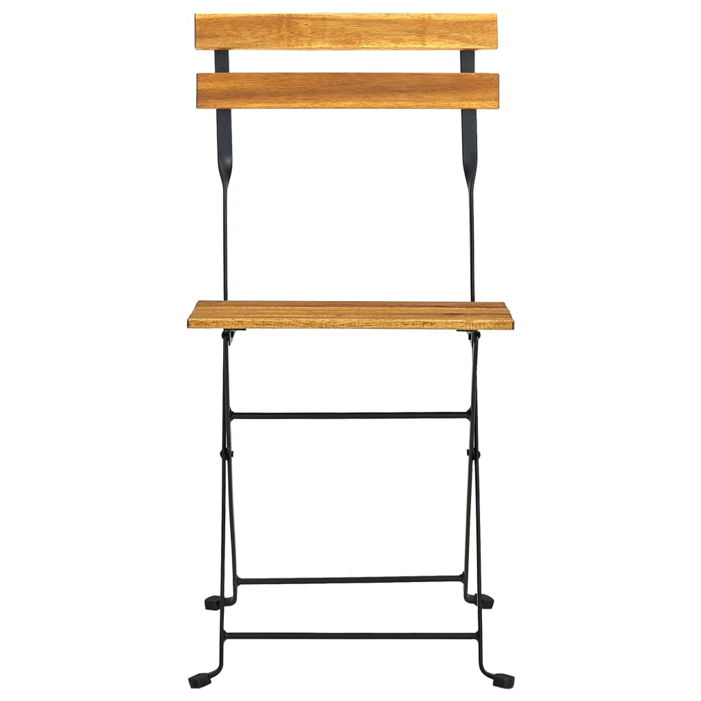 Folding Garden Chairs 6 pcs Steel and Solid Wood Acacia