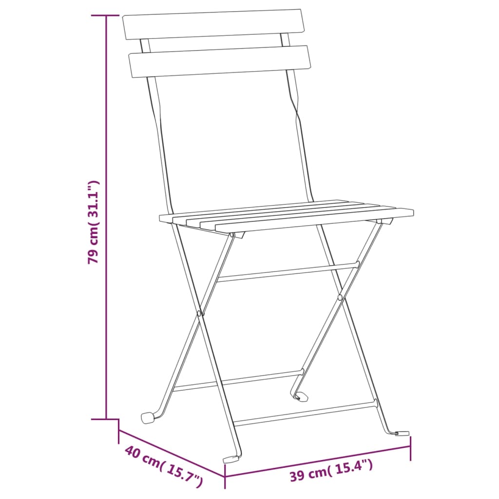 Folding Garden Chairs 6 pcs Steel and Solid Wood Acacia