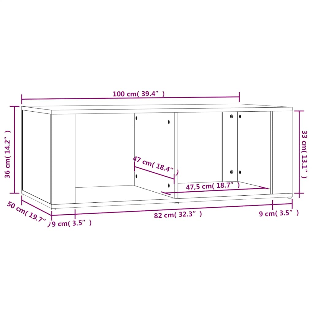 Coffee Table Concrete Grey 100x50x36 cm Engineered Wood