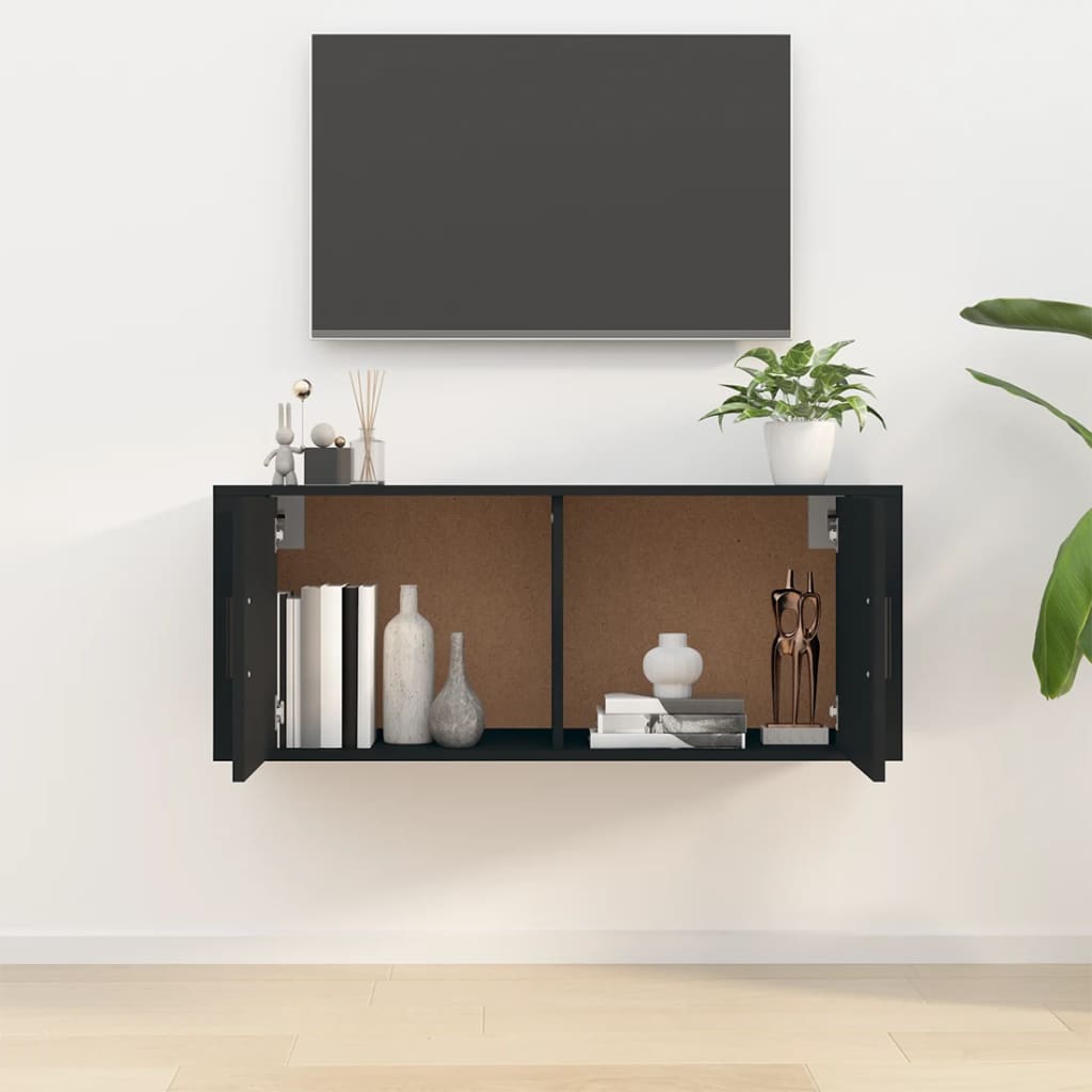 Wall Mounted TV Cabinet Black 100x34.5x40 cm