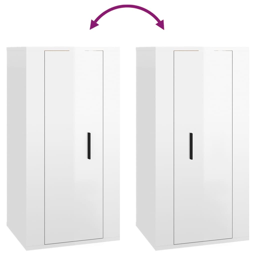 Wall Mounted TV Cabinet High Gloss White 40x34.5x80 cm