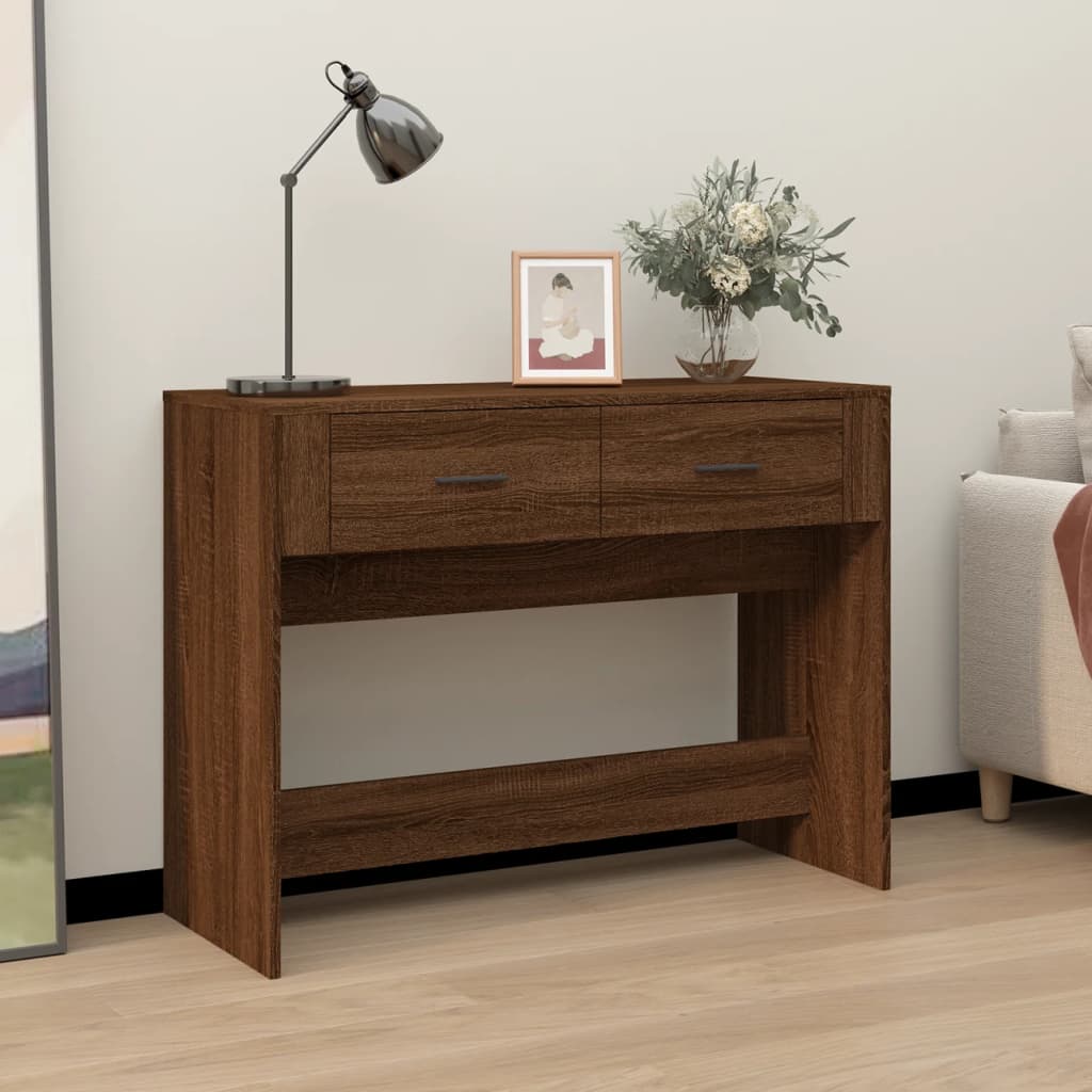 Console Table Brown Oak 100x39x75 cm Engineered Wood