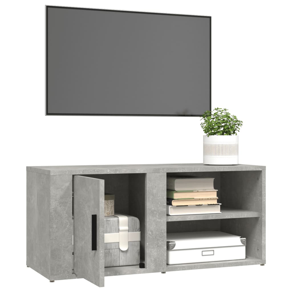 TV Cabinet Concrete Grey 80x31.5x36 cm Engineered Wood