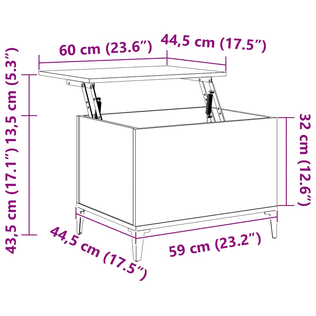 Coffee Table Black 60x44.5x45 cm Engineered Wood