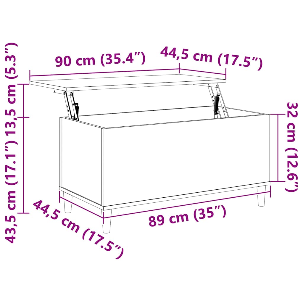 Coffee Table High Gloss White 90x44.5x45 cm Engineered Wood