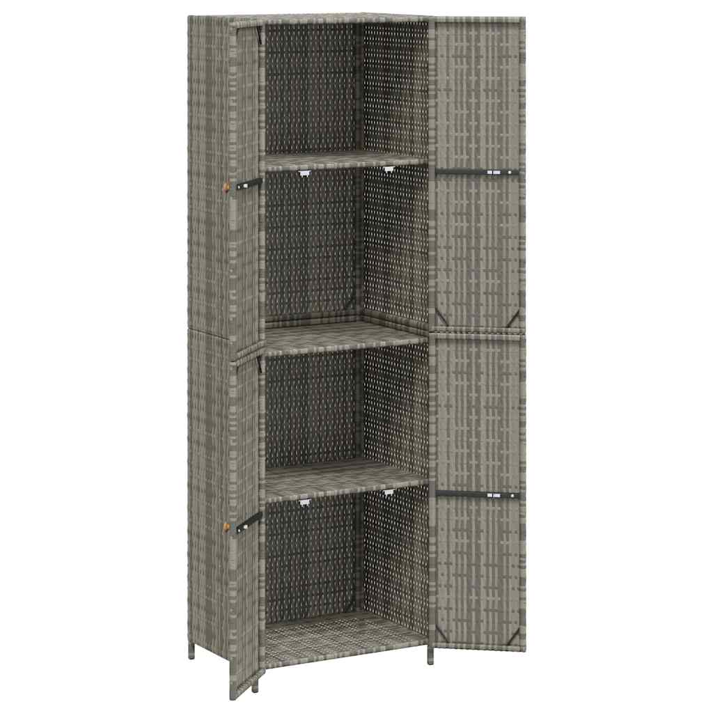 Garden Storage Cabinet Grey 59x40x180 cm Poly Rattan