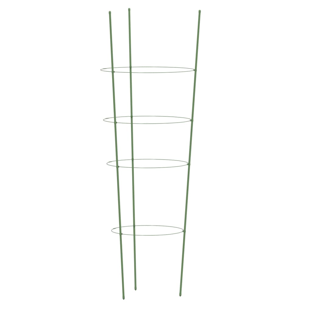 Garden Plant Supports with 4 Rings 5 pcs Green 90 cm Steel