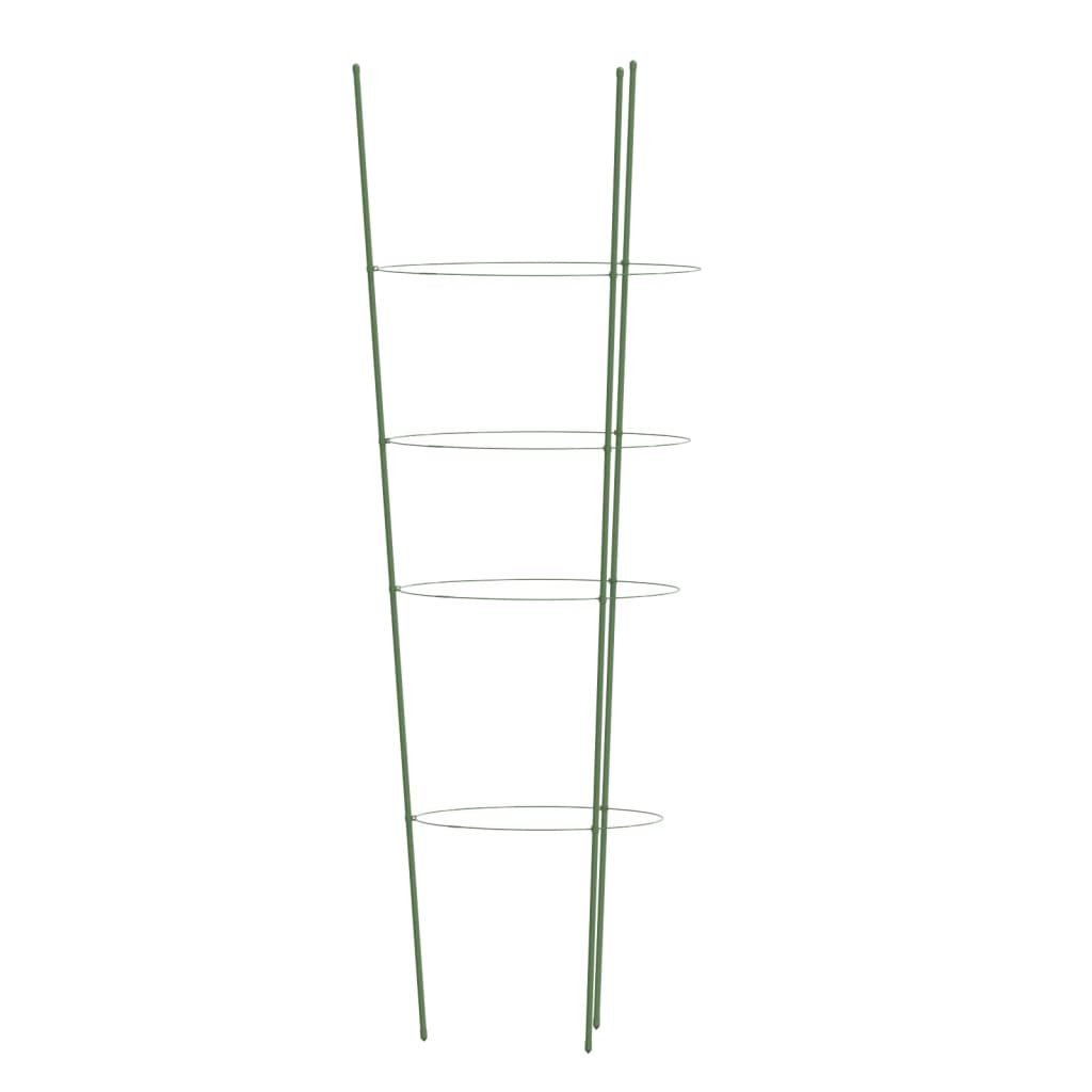 Garden Plant Supports with 4 Rings 5 pcs Green 90 cm Steel