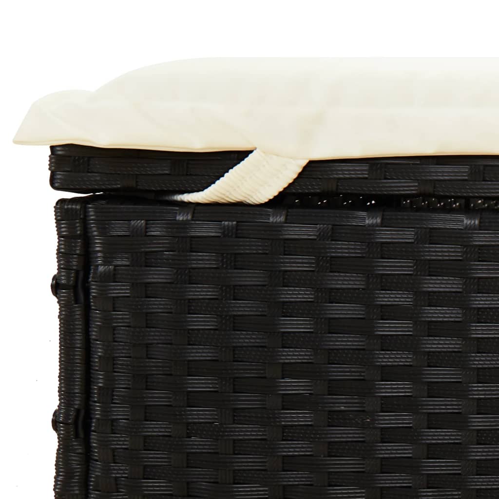 2-Person Sunbed with Round Roof Black 211x112x140cm Poly Rattan