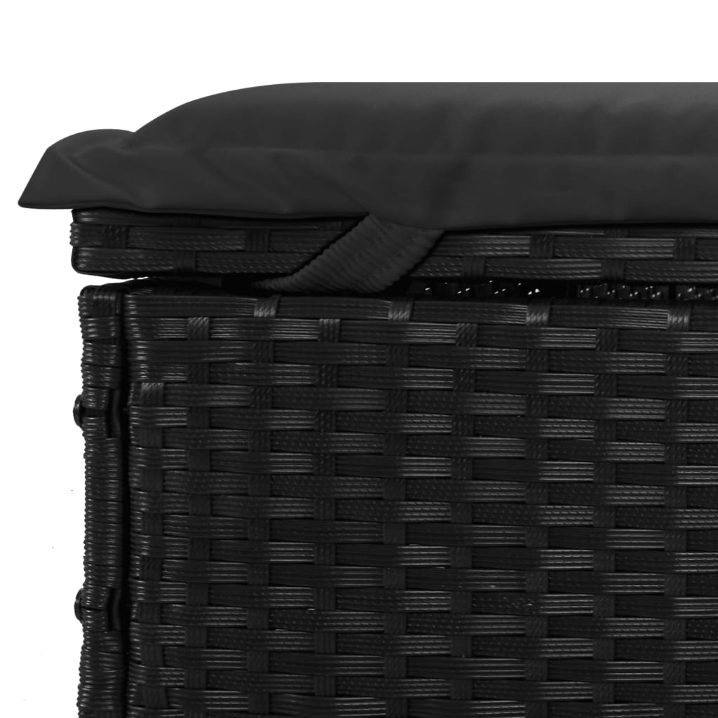 2-Person Sunbed with Round Roof Black 211x112x140cm Poly Rattan