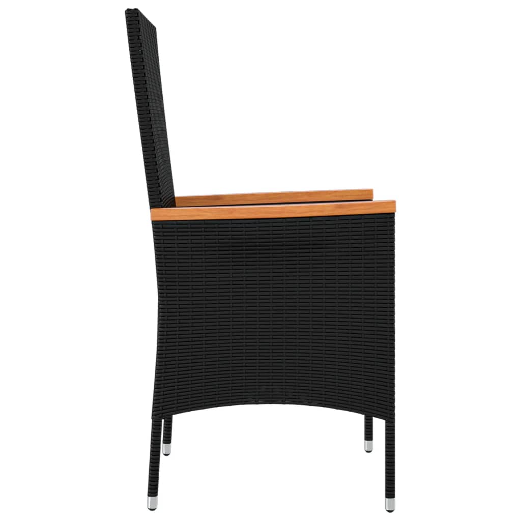 Garden Chairs with Cushions 2 pcs Poly Rattan Black