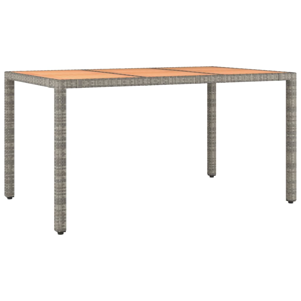 Garden Table with Wooden Top Grey Poly Rattan&Solid Wood Acacia