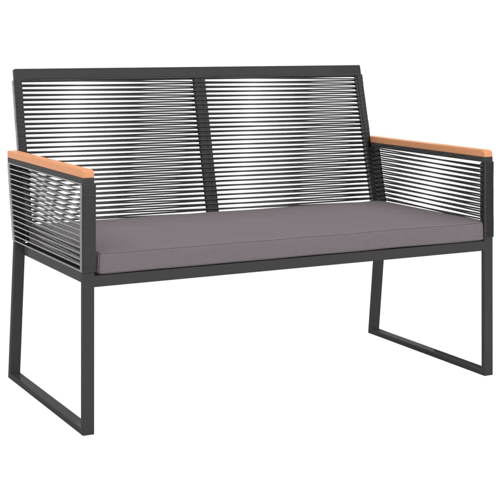 4 Piece Garden Lounge Set with Cushions Black Steel