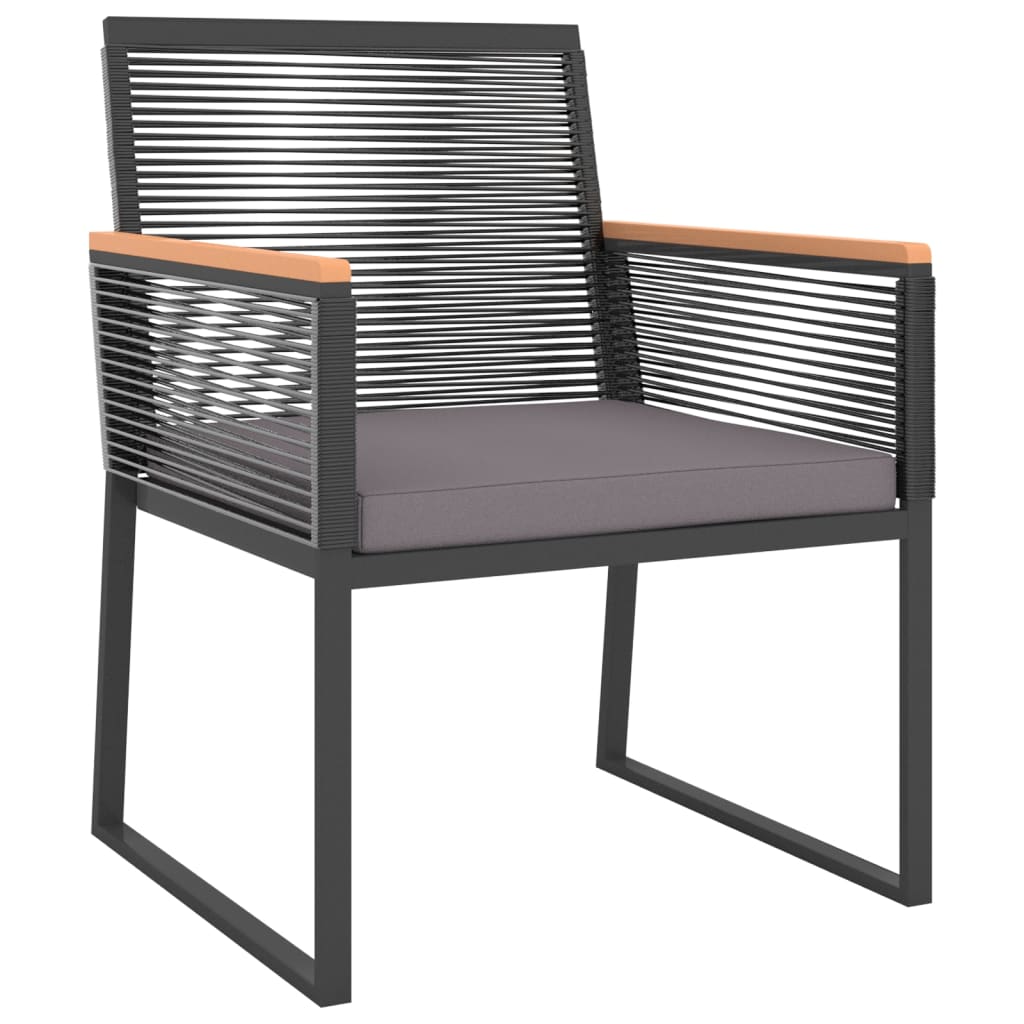 4 Piece Garden Lounge Set with Cushions Black Steel