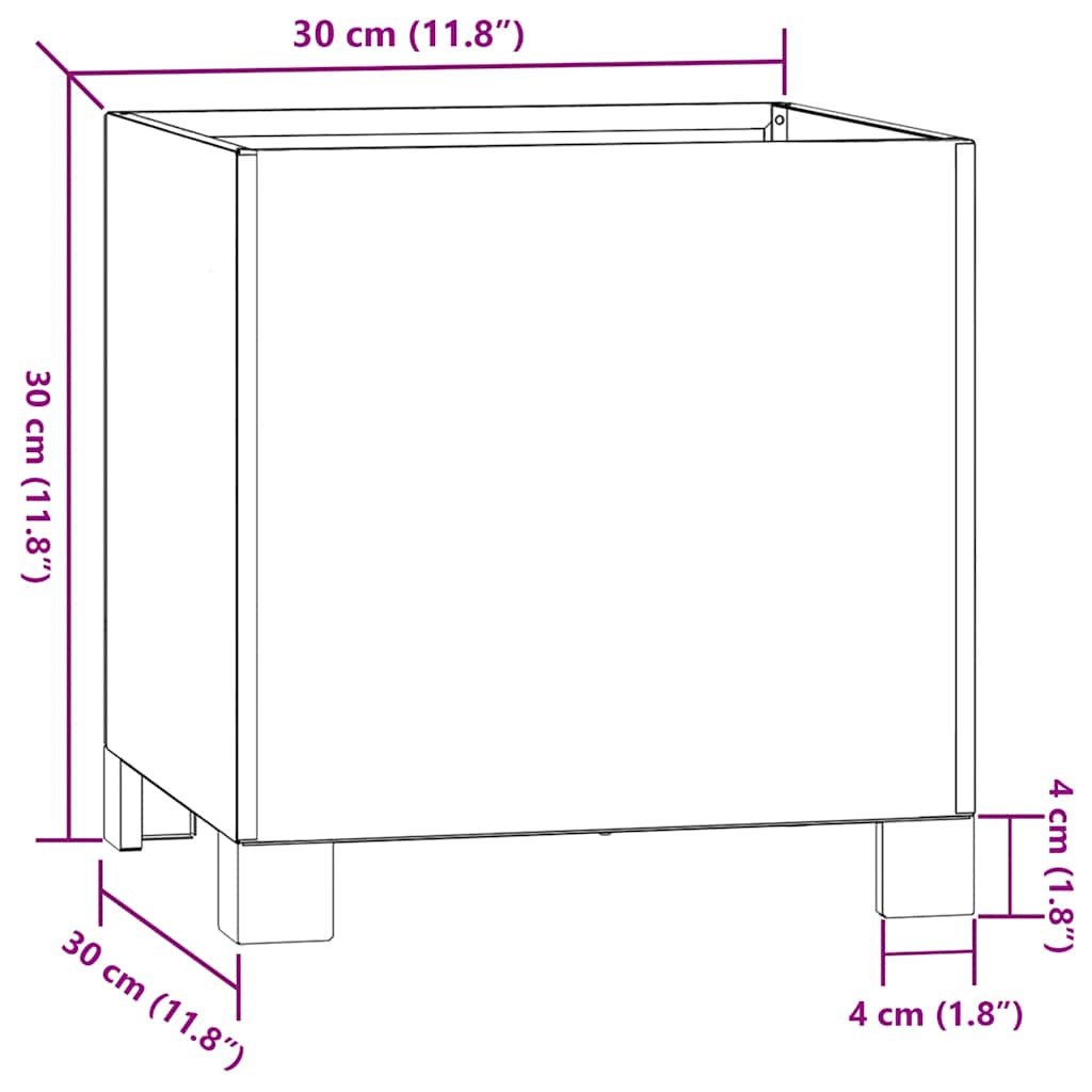 Planter with Legs Rusty 30x30x30 cm Corten Steel