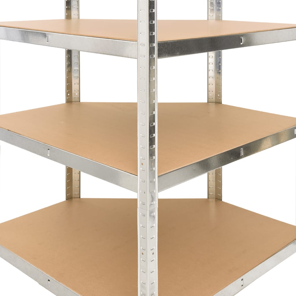 5-Layer Shelves 3 pcs Silver Steel and Engineered Wood