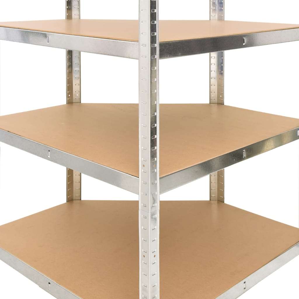 5-Layer Shelves 4 pcs Silver Steel and Engineered Wood