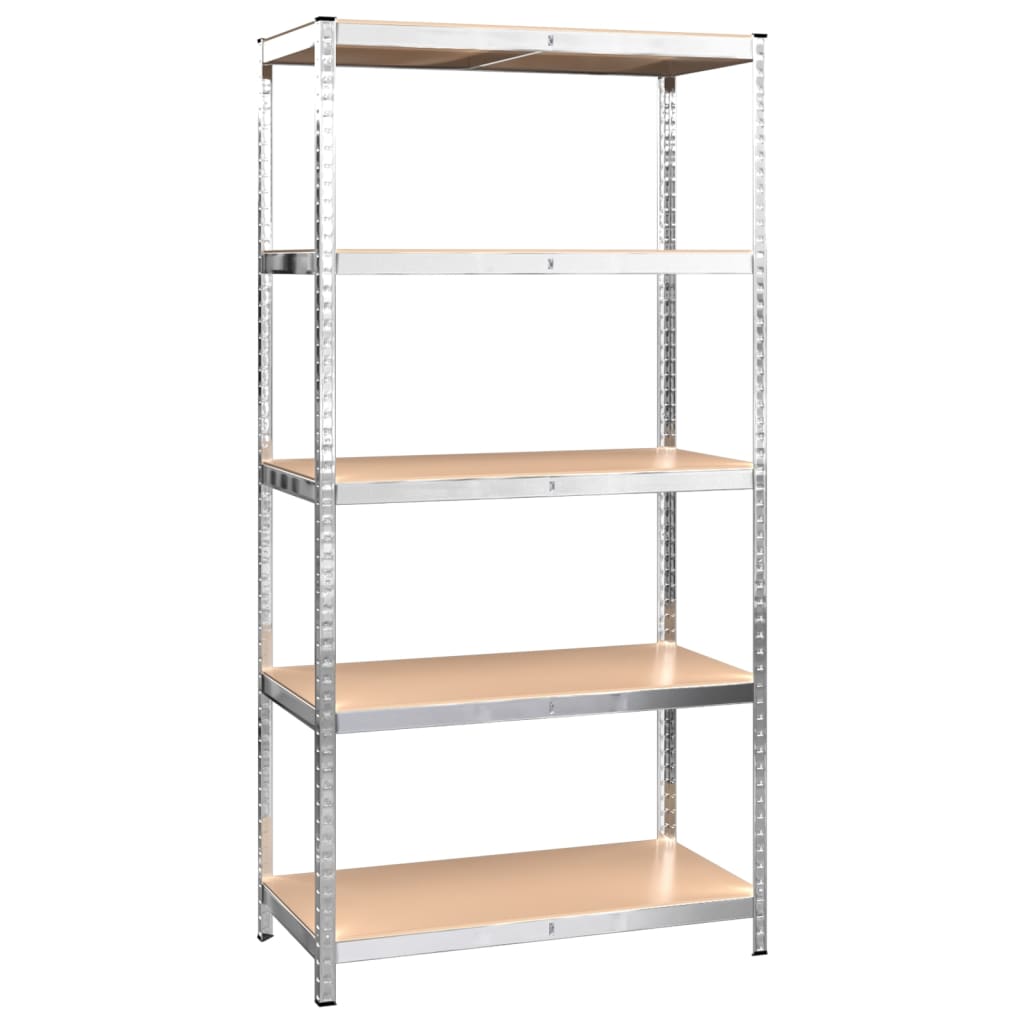 5-Layer Shelves 5 pcs Silver Steel and Engineered Wood
