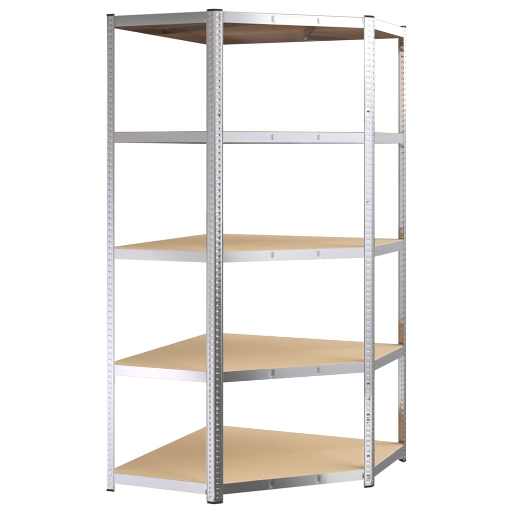 5-Layer Shelves 5 pcs Silver Steel and Engineered Wood