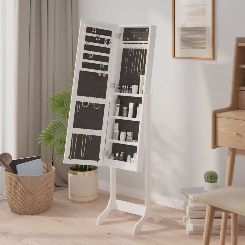 Free-Standing Mirror White 34x37x146 cm