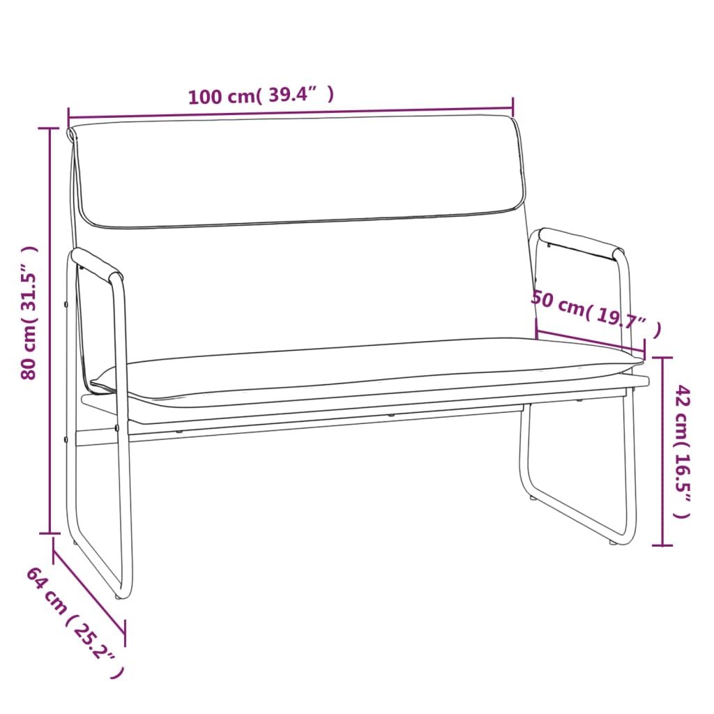 Bench Black 100x64x80 cm Fabric