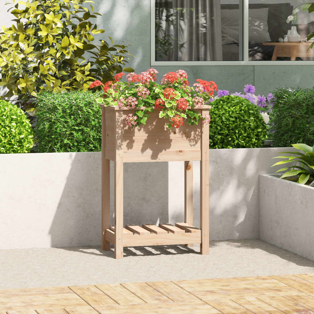Planter with Shelf 54x34.5x81 cm Solid Wood Pine