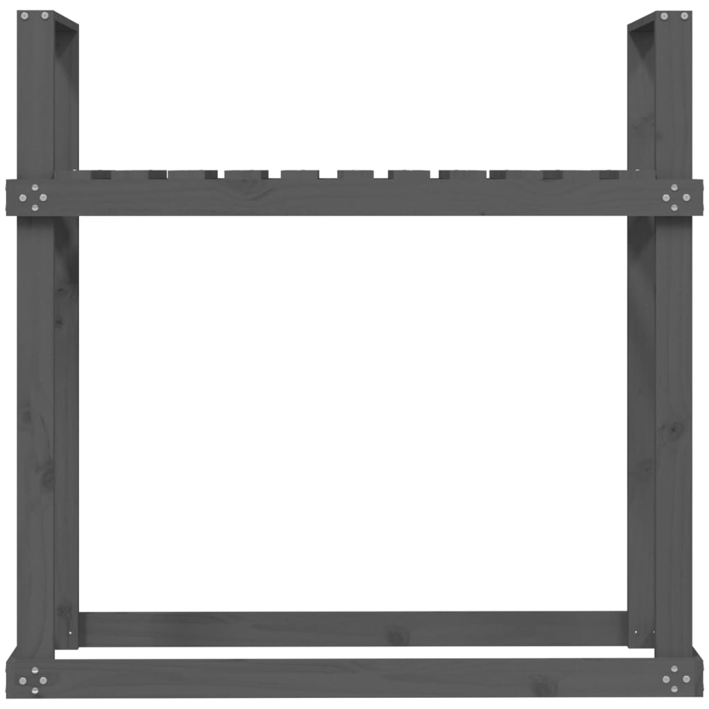 Firewood Rack Grey 110x35x108.5 cm Solid Wood Pine