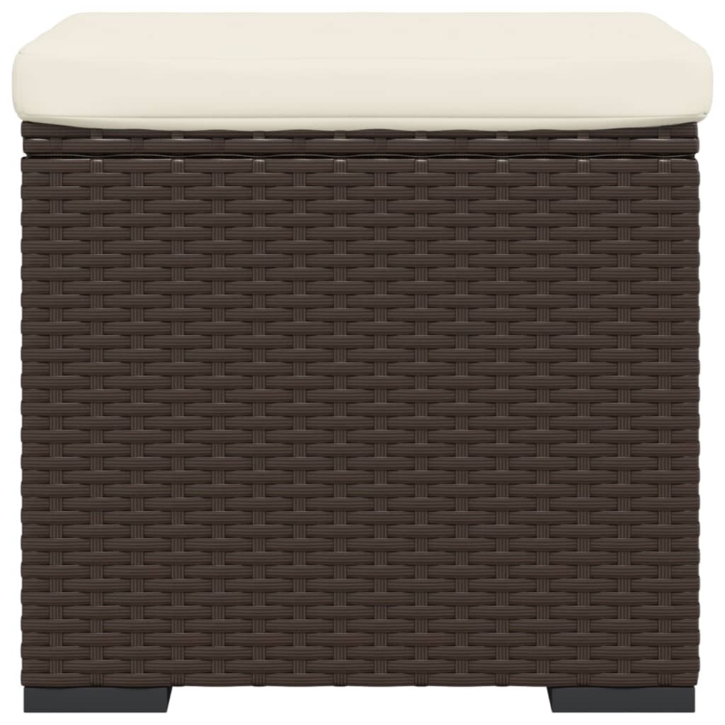 Ottoman with Cushion Brown 40x30x40 cm Poly Rattan