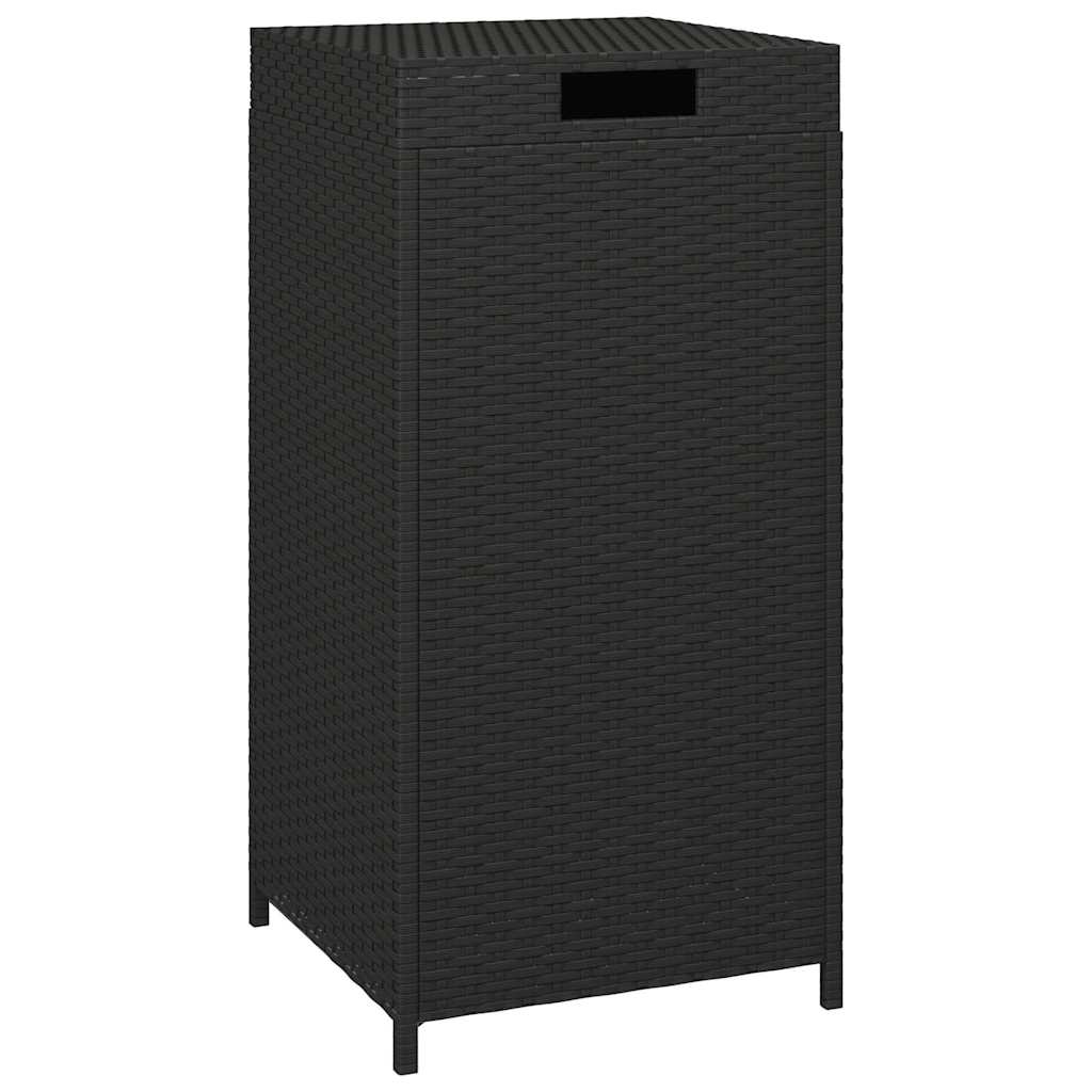 Trash Bin Black 40x40x80 cm Poly Rattan