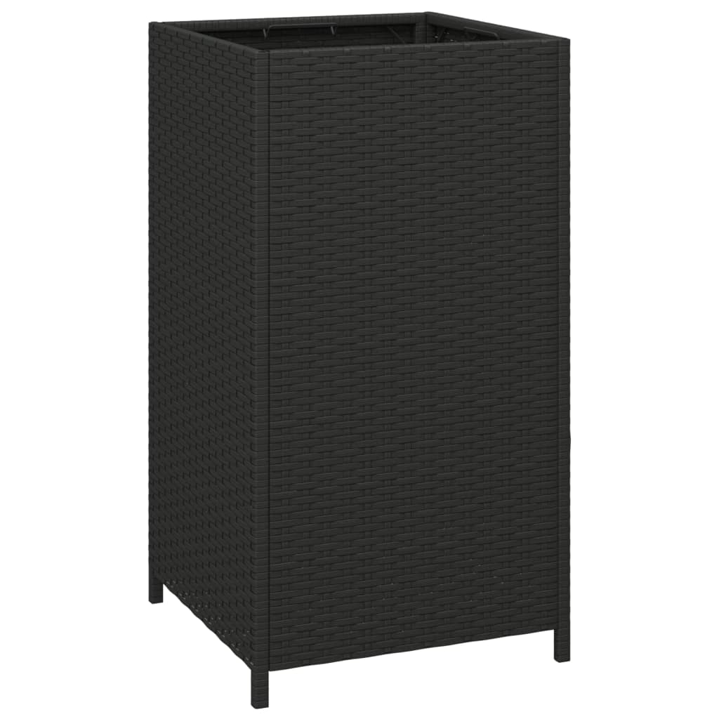 Trash Bin Black 40x40x80 cm Poly Rattan