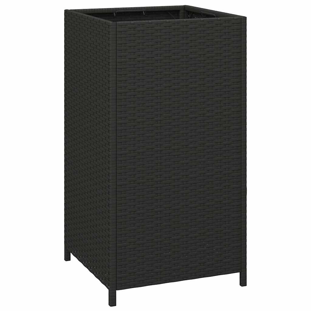 Trash Bin Black 40x40x80 cm Poly Rattan