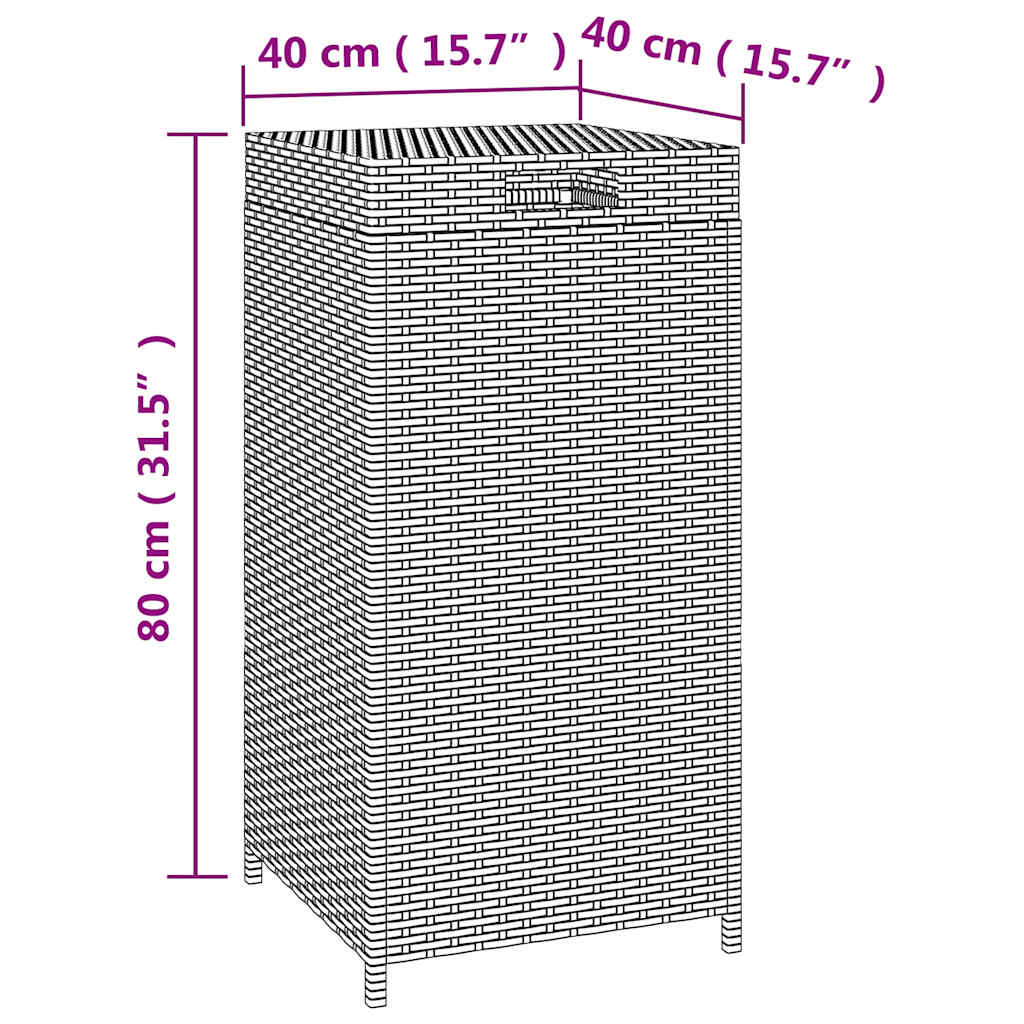 Trash Bin Black 40x40x80 cm Poly Rattan