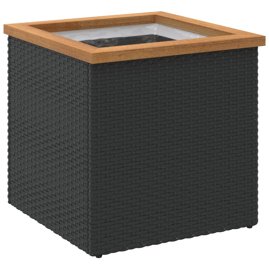 Planter Black 40x40x40 cm Poly Rattan