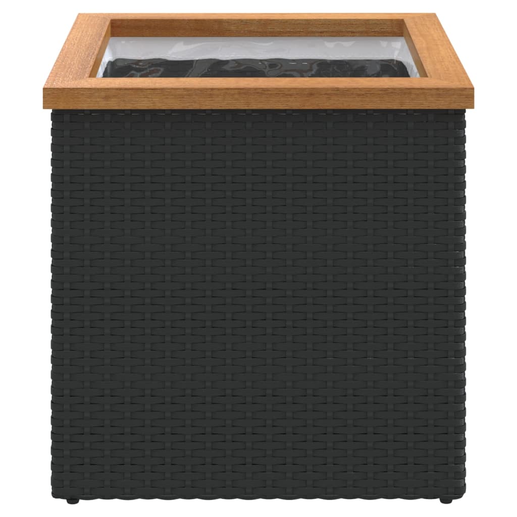 Planter Black 40x40x40 cm Poly Rattan