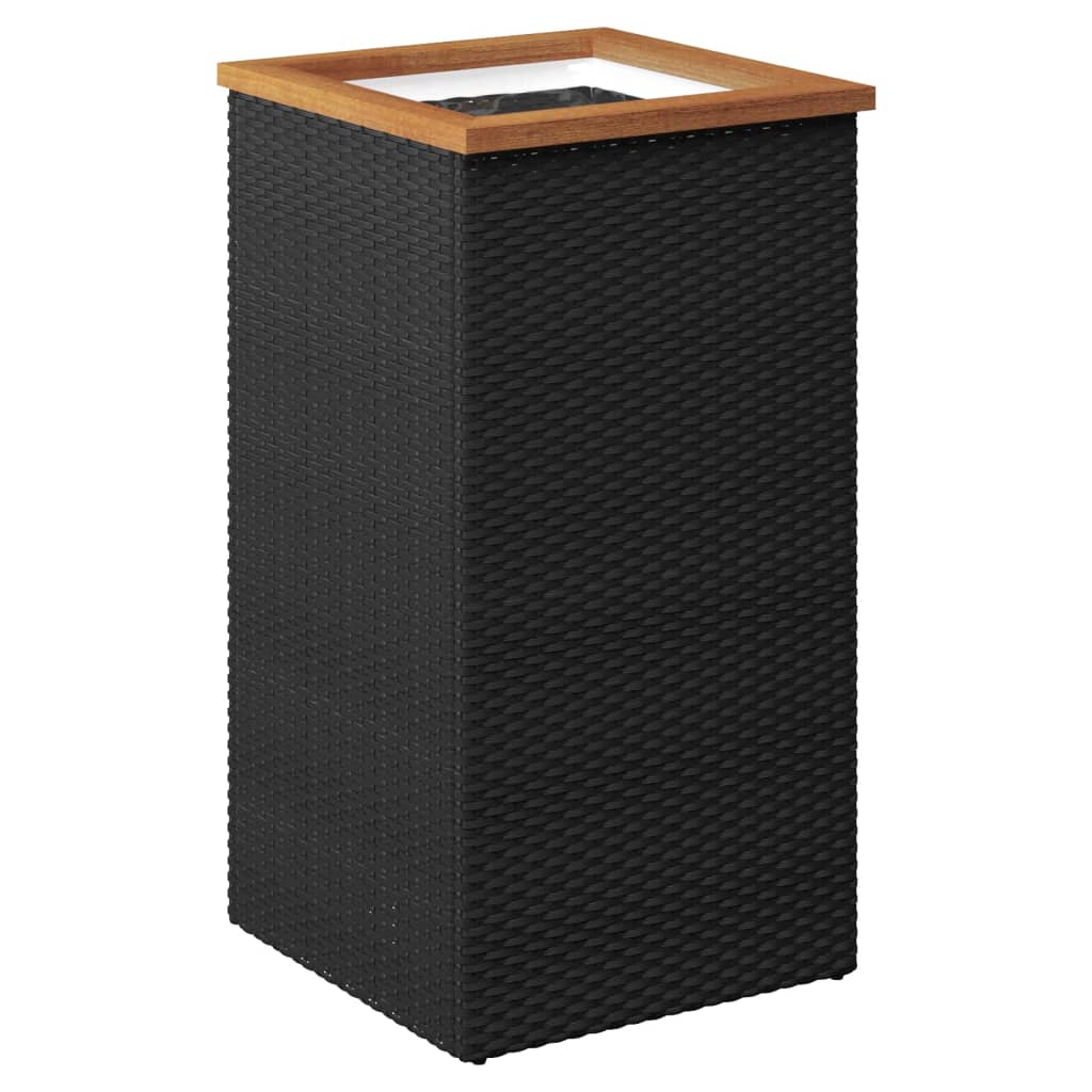 Planter Black 40x40x80 cm Poly Rattan