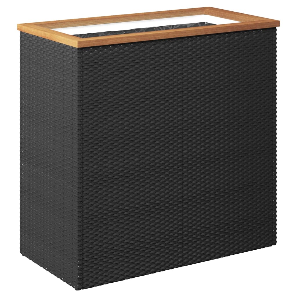 Planter Black 80x40x80 cm Poly Rattan