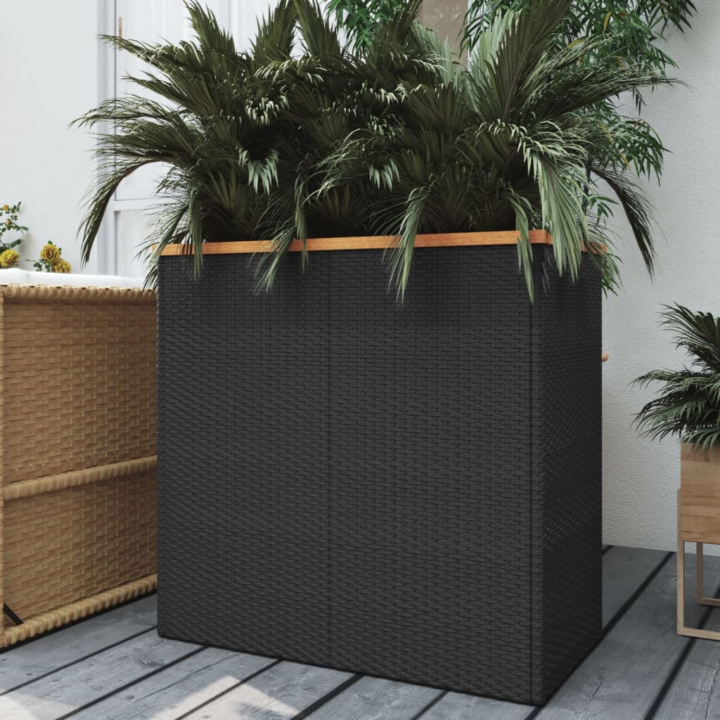 Planter Black 80x40x80 cm Poly Rattan