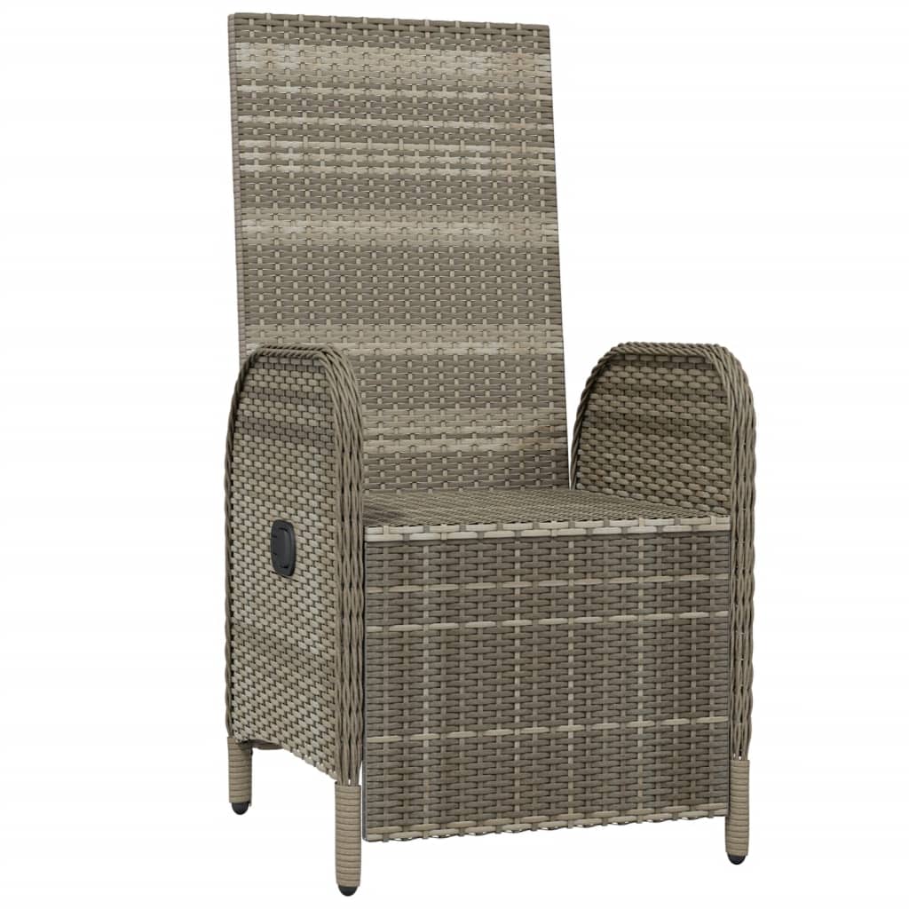 Outdoor Reclining Chairs with Cushions 2 pcs Poly Rattan Grey