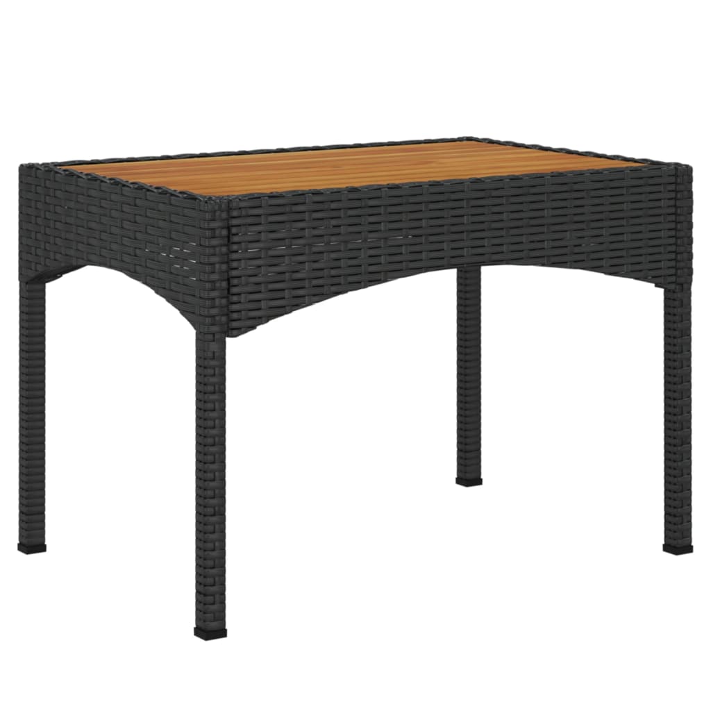 Garden Reclining Chairs 2 pcs with Table Black Poly Rattan