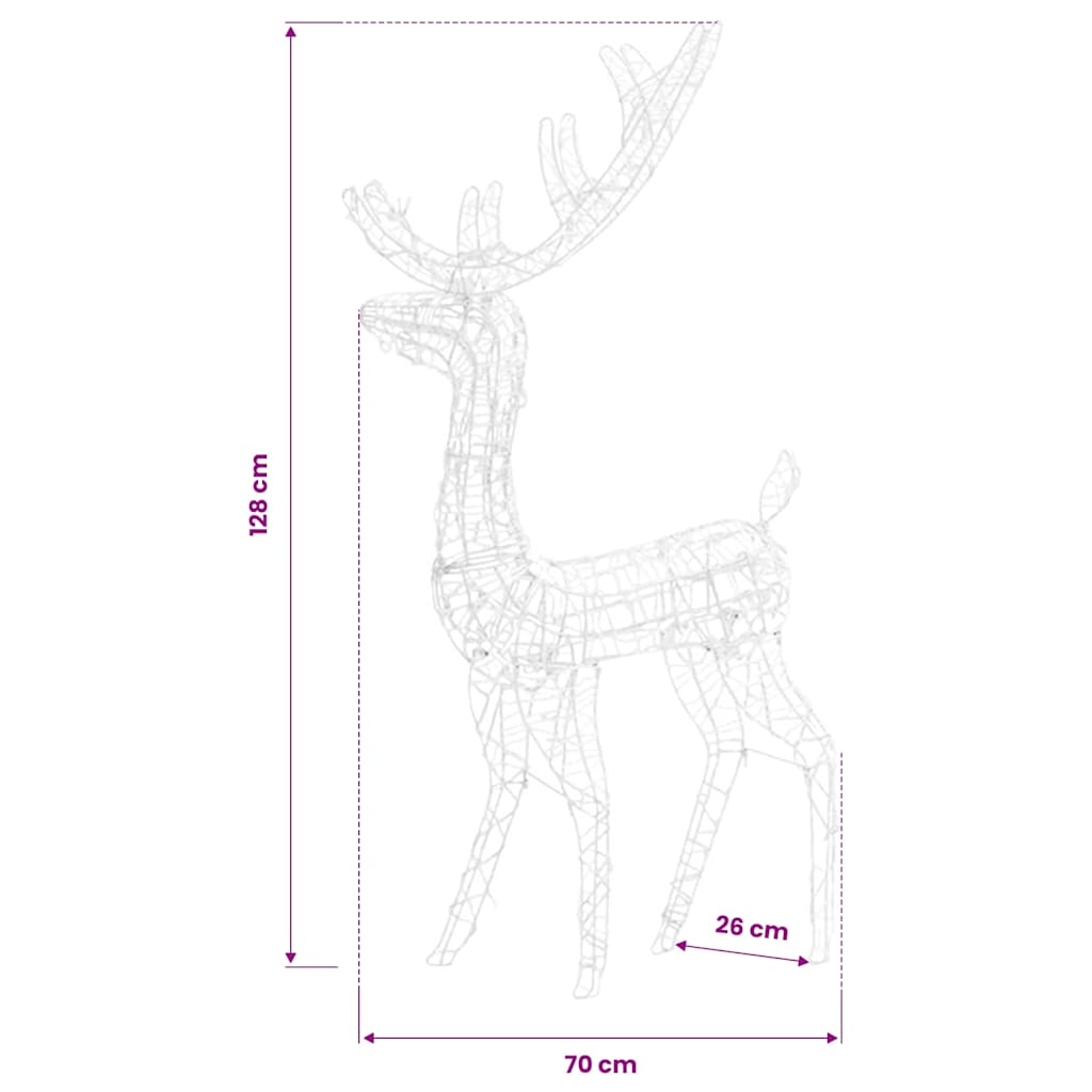 Acrylic Reindeer Christmas Decorations 2 pcs 120cm Multicolour