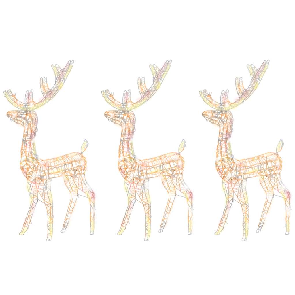 Acrylic Reindeer Christmas Decorations 3 pcs 128cm Multicolour