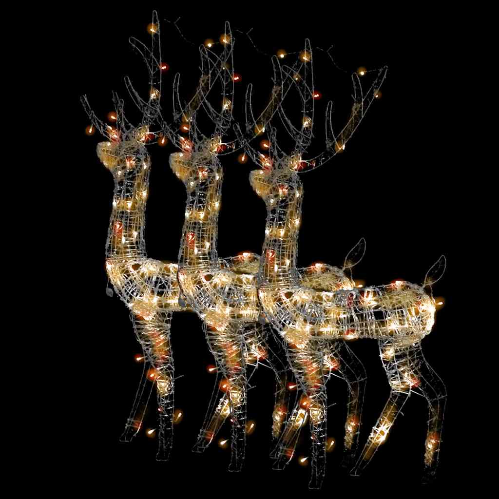 Acrylic Reindeer Christmas Decorations 3 pcs 128cm Multicolour