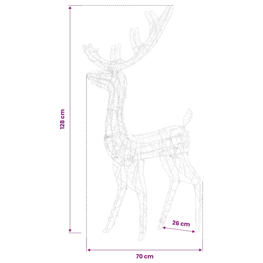 Acrylic Reindeer Christmas Decorations 3 pcs 128cm Multicolour